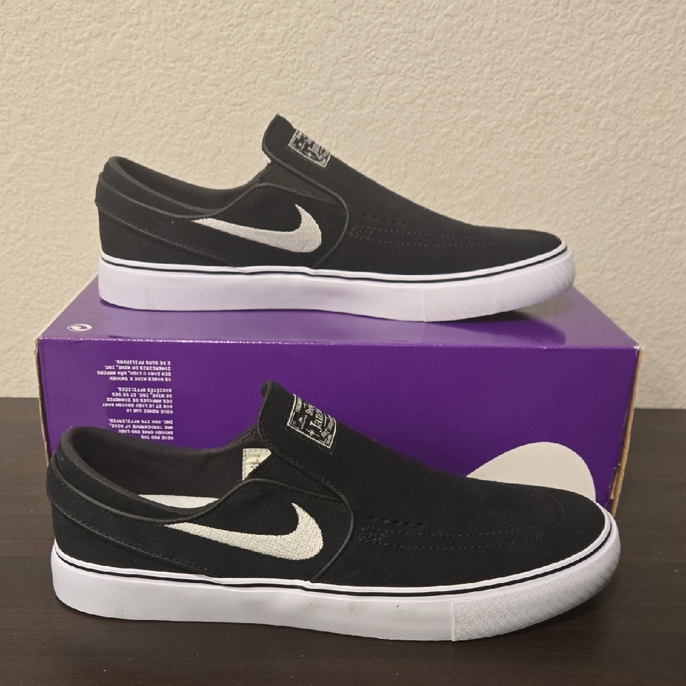 Nike Black and White Slip-On Men's Sneakers Size 9